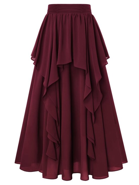 Dresses & Skirts - Maxi Skirts for Women Renaissance High Waist Long Skirt Wine M